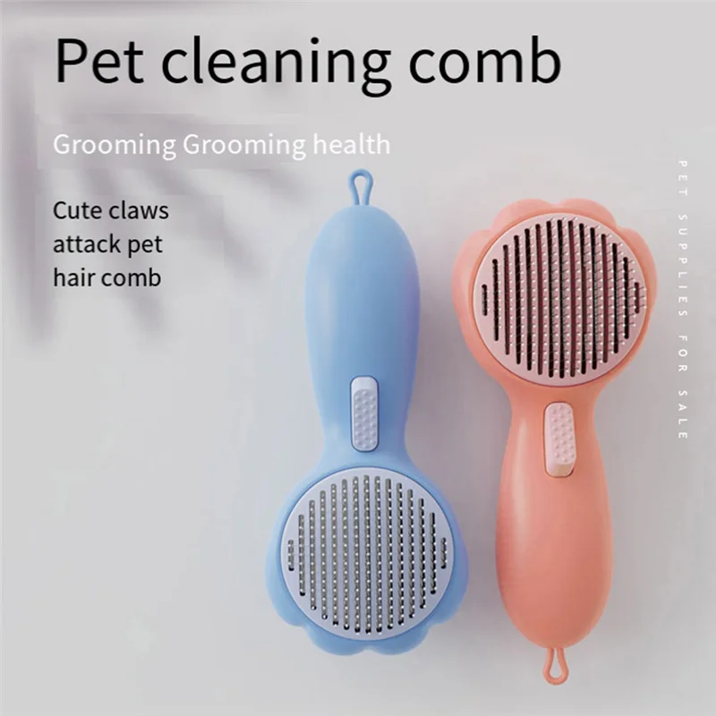 Cats Grooming Brush, Self-Cleaning Slicker Pet Brush for Pats, Dog Bath Brush for Shedding and Grooming