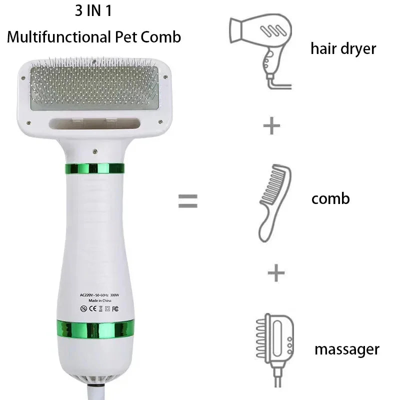 Pet Hair Dryer 2 with Slicker Brush Brush Professional Home Grooming Furry Drying Portable Dog Blower Grooming for Cat and Dog