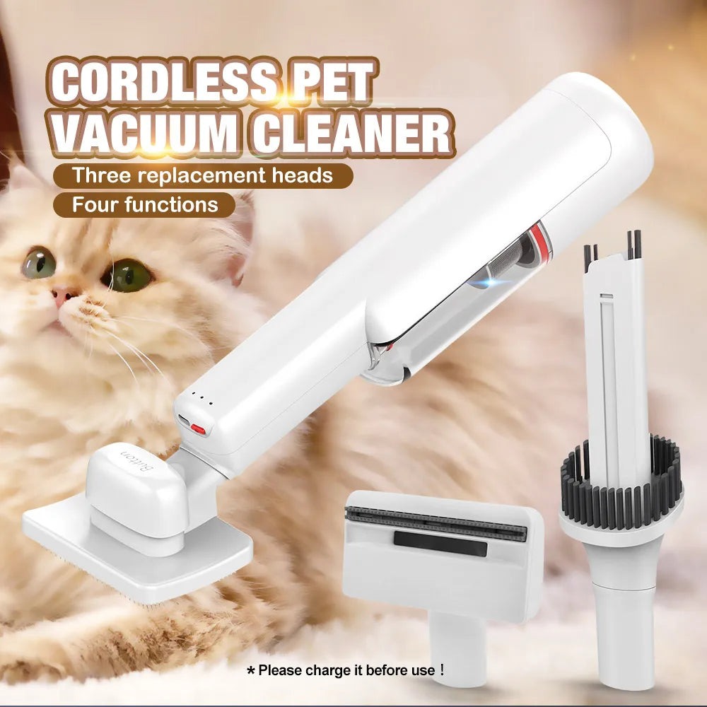 Rechargeable Portable Handheld Wireless Cordless BLDC Pet Hair Grooming Dog Cat Slicker Brush Vacuum Cleaner