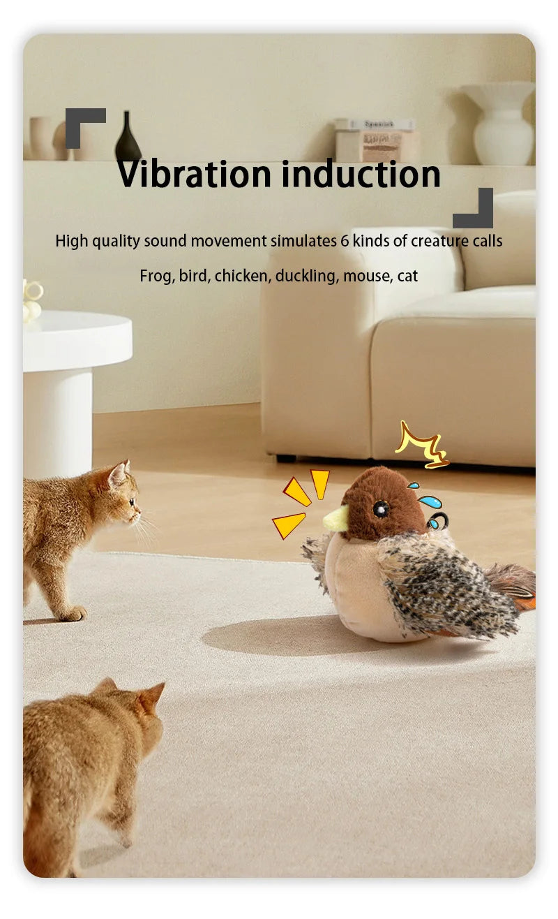 Interactive Cat Toys Flapping Wings Sparrow Catnip Toys Flying Bird Cat Toy Vivid Chirpi]ng Simulation Bird Interactive Cat Toy