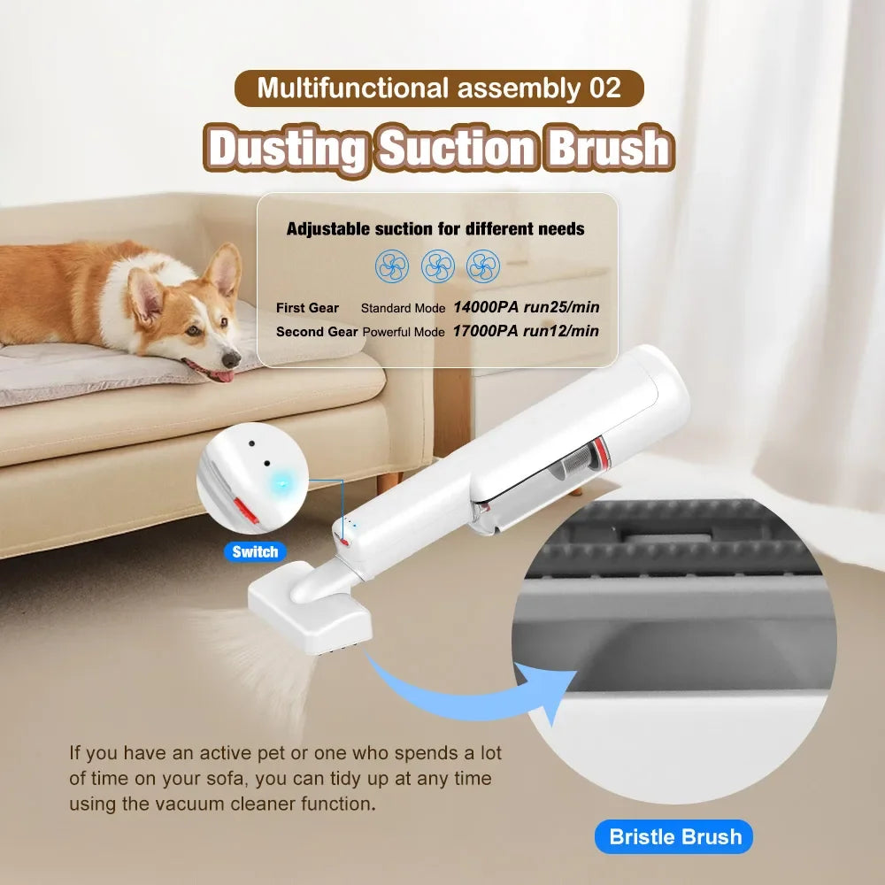 Rechargeable Portable Handheld Wireless Cordless BLDC Pet Hair Grooming Dog Cat Slicker Brush Vacuum Cleaner