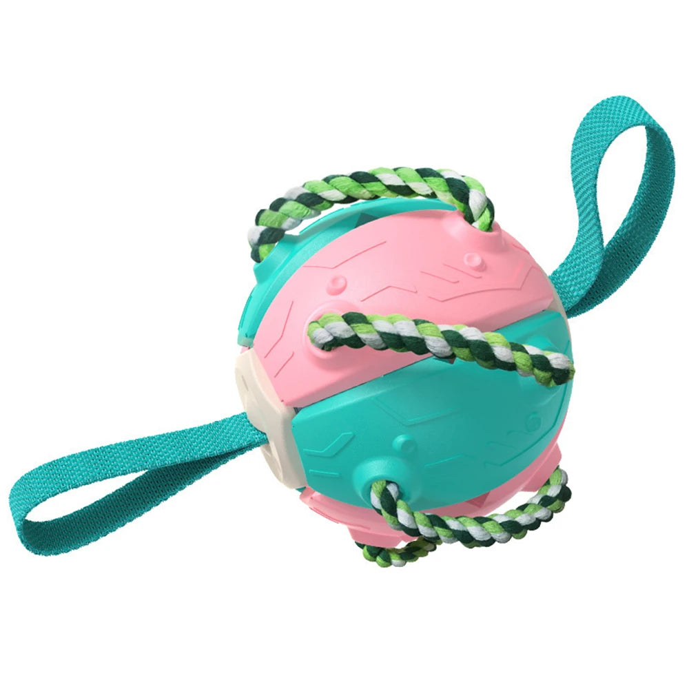 Outdoor Training Interactive Frisbee Football Dog Toy with String, Foldable Ball Molar Toy, Puppy Chew Accessories