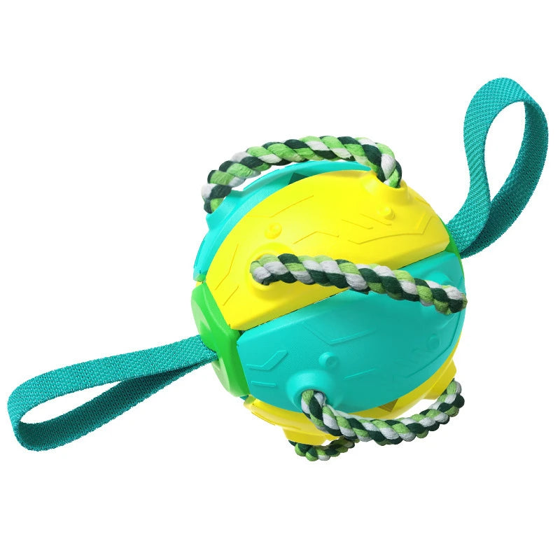 Outdoor Training Interactive Frisbee Football Dog Toy with String, Foldable Ball Molar Toy, Puppy Chew Accessories