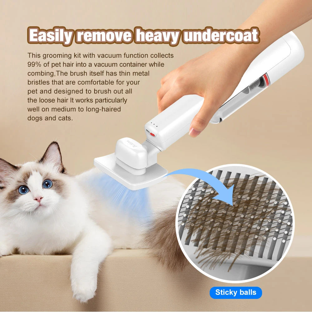 Rechargeable Portable Handheld Wireless Cordless BLDC Pet Hair Grooming Dog Cat Slicker Brush Vacuum Cleaner