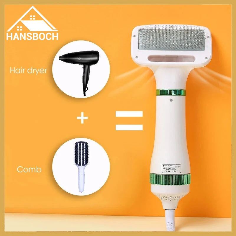 Pet Hair Dryer 2 with Slicker Brush Brush Professional Home Grooming Furry Drying Portable Dog Blower Grooming for Cat and Dog