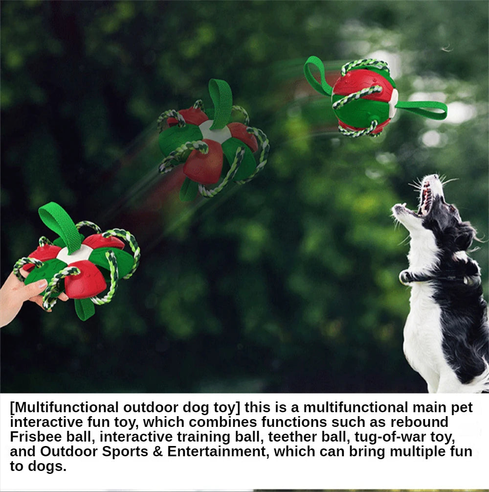 Outdoor Training Interactive Frisbee Football Dog Toy with String, Foldable Ball Molar Toy, Puppy Chew Accessories